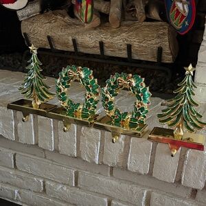 Gold and Green Holiday Stocking Holders